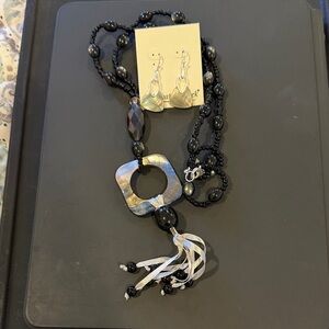 Coldwater Creek Black and Silver Beaded Necklace Set